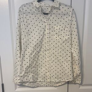 J. Crew Women's White Polka Dot Button-Up Shirt